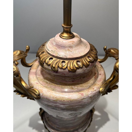 Image 1 of Vintage marmeren lamp versierd met bronzen decoratieve elementen