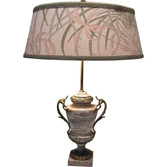 Image 1 of Vintage marmeren lamp versierd met bronzen decoratieve elementen