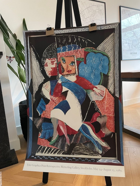 Image 1 of David Hockney - "Een beeld van Celia", 1986. Vintage tentoonstellingsaffiche, gedrukt in Stockholm, 1989,