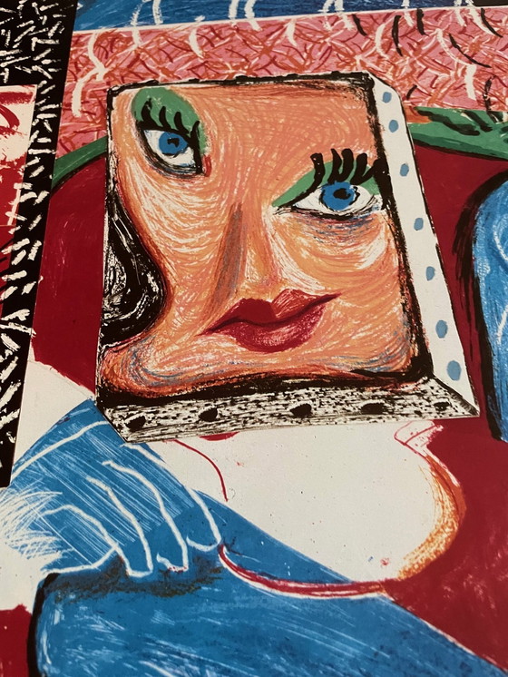 Image 1 of David Hockney - "Een beeld van Celia", 1986. Vintage tentoonstellingsaffiche, gedrukt in Stockholm, 1989,