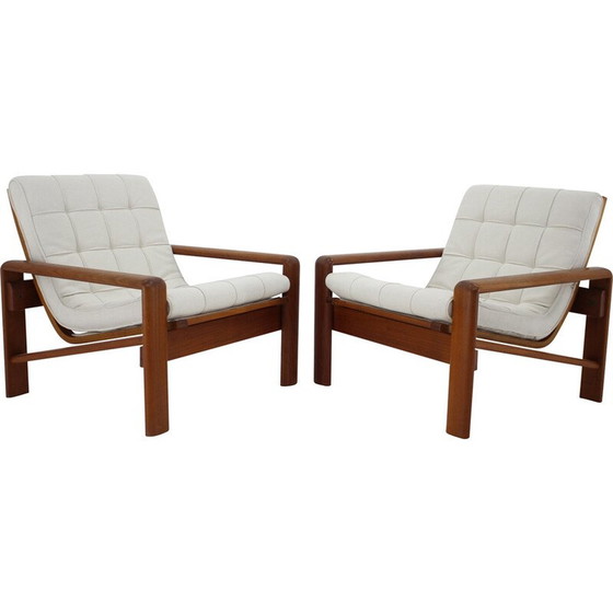 Image 1 of Paar vintage teakhouten fauteuils van Emc Mobler, Denemarken 1970