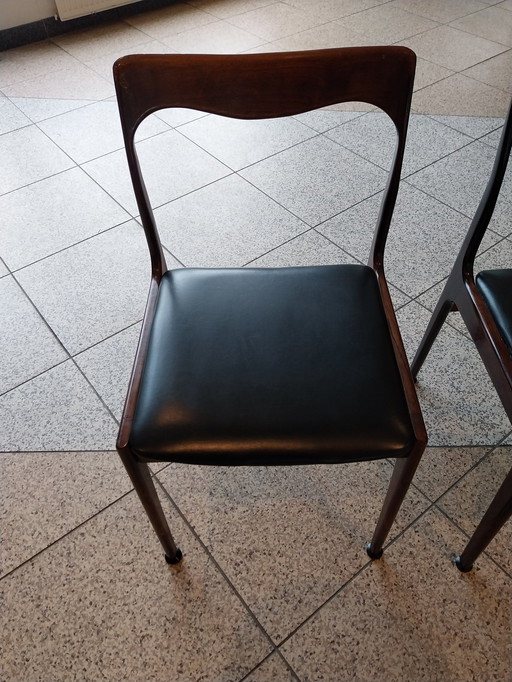 4 X Muller Eetkamerstoelen Palissander En Skai. 1960'S 