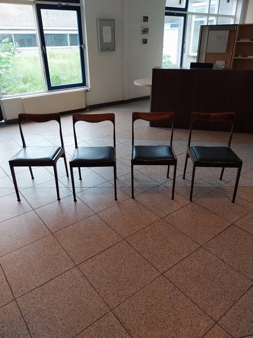 4 X Muller Eetkamerstoelen Palissander En Skai. 1960'S 