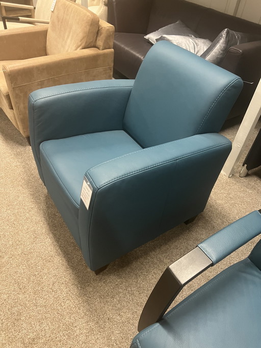 Moderne Blauwe Leren Fauteuil – Nu Met 50% Korting!