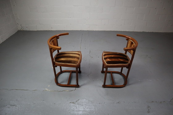 Image 1 of Pair Of "Fledermaus" / No.728 Chairs Designed By Josef Hoffmann In 1906, Austria