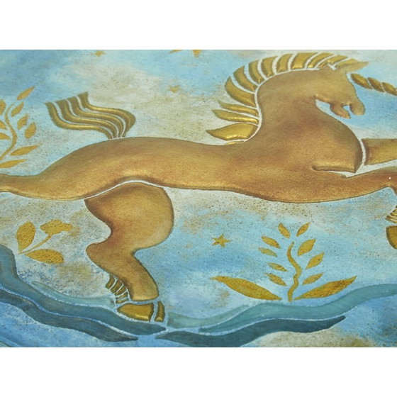 Image 1 of Vintage salontafel in verguld hout en glas van Jansen, 1950