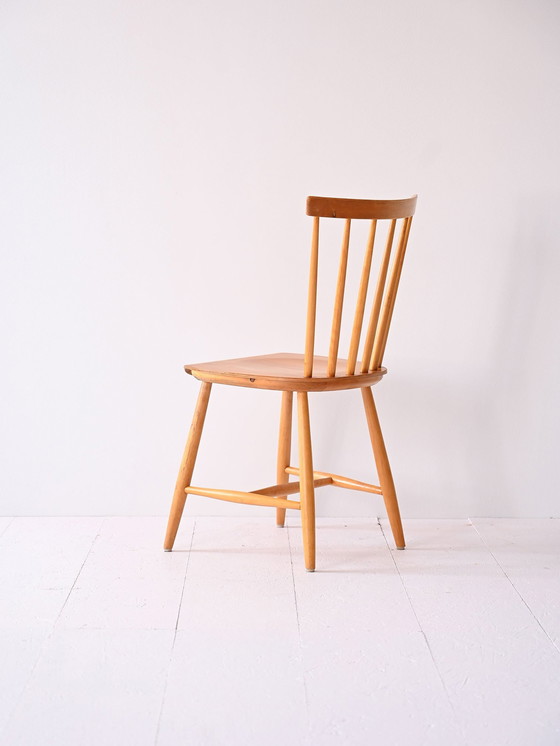 Image 1 of 1960S Scandinavische Pinnstolar Stoel - Vintage Teak & Berkenhout - Mid Century Modern Ontwerp