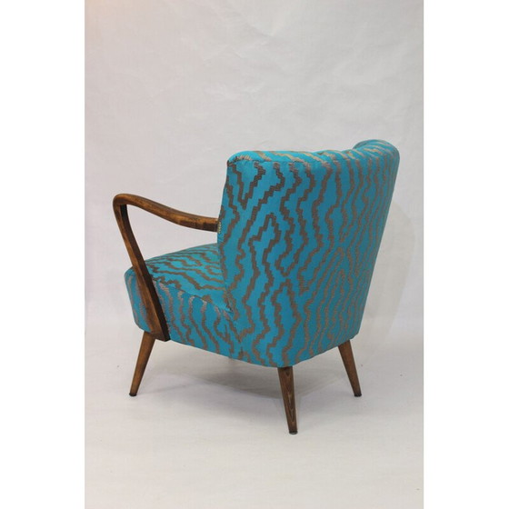 Image 1 of Vintage fauteuil met geborduurde stof 1950