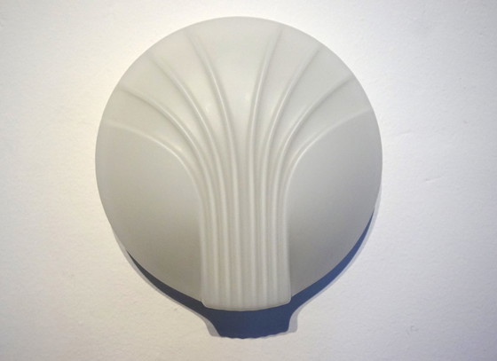 Image 1 of Set van 2 Hillebrand Art Deco Schelp Opaal Glazen Wandlampen, 1960