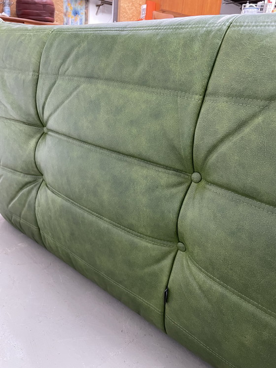 Image 1 of Ligne Roset Togo Vintage Groen Leer 2 Zits Sofa