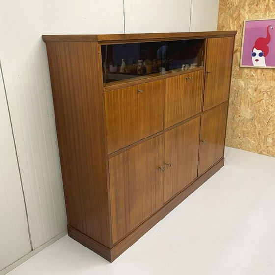 Image 1 of Vintage Midcentury Wandkast Highboard Vitrine Bar Kast