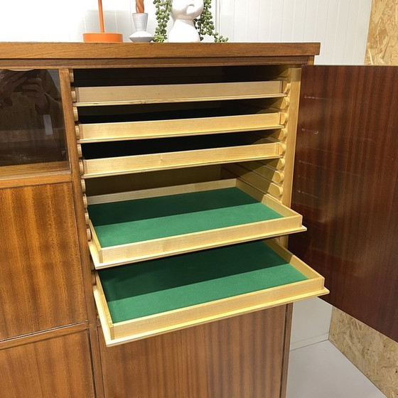 Image 1 of Vintage Midcentury Wandkast Highboard Vitrine Bar Kast