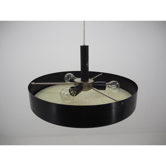 Image 1 of Vintage zwart metalen Ufo kroonluchter, Tsjecho-Slowakije 1960