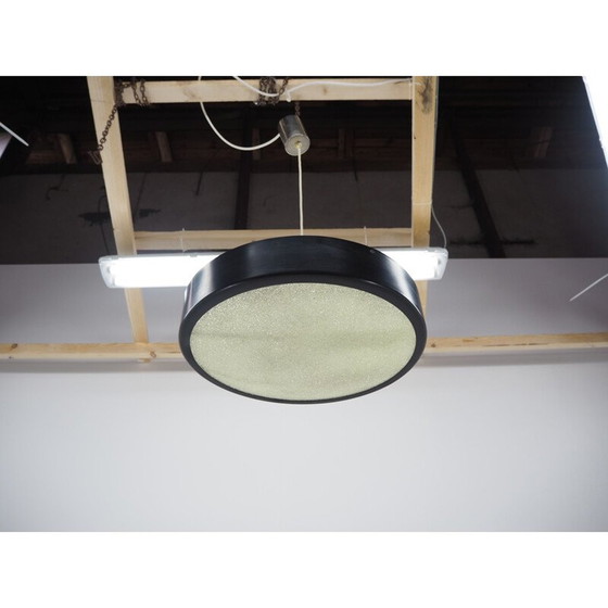 Image 1 of Vintage zwart metalen Ufo kroonluchter, Tsjecho-Slowakije 1960