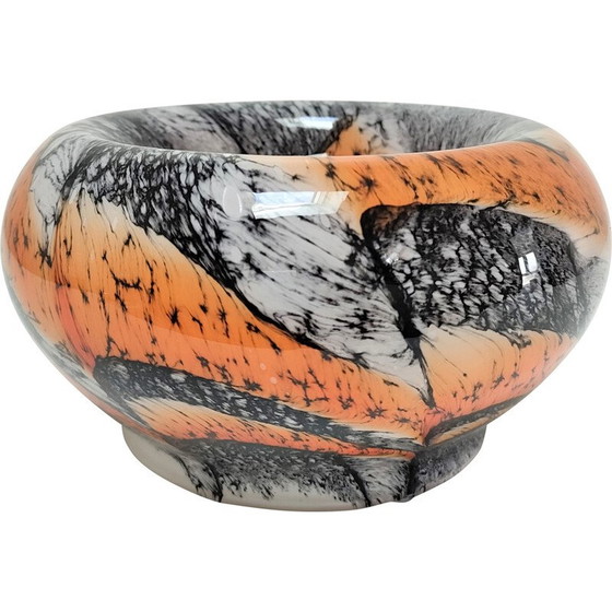 Image 1 of Vintage oranje en zwart opalen glazen zak dienblad van Carlo Moretti, 1970