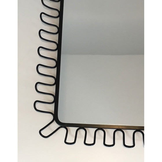 Image 1 of Vintage zwart gelakte metalen spiegel