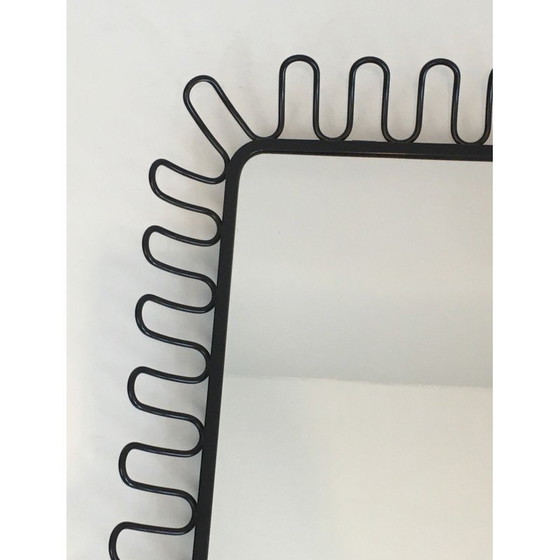 Image 1 of Vintage zwart gelakte metalen spiegel