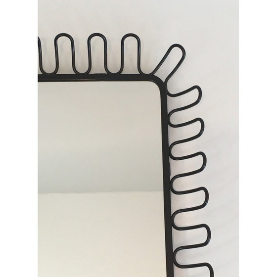 Image 1 of Vintage zwart gelakte metalen spiegel