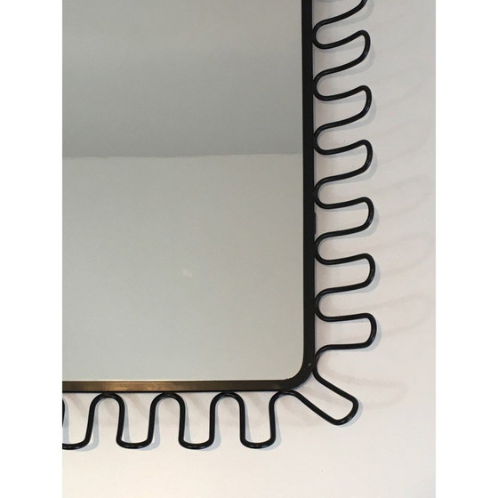 Image 1 of Vintage zwart gelakte metalen spiegel