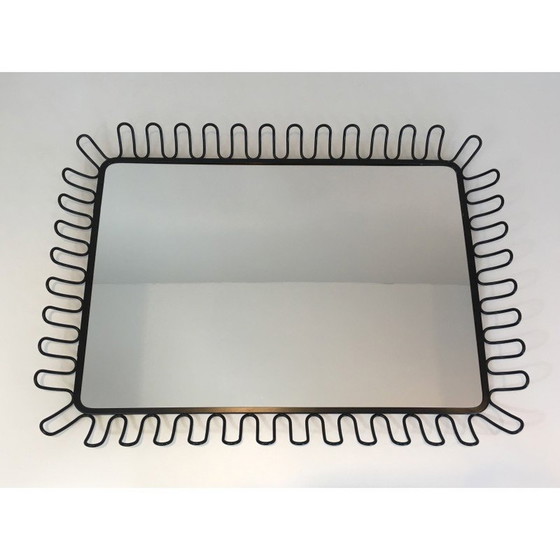 Image 1 of Vintage zwart gelakte metalen spiegel