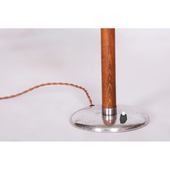 Image 1 of Vintage Art Deco tafellamp van chroomstaal en hout, Tsjecho-Slowakije 1930