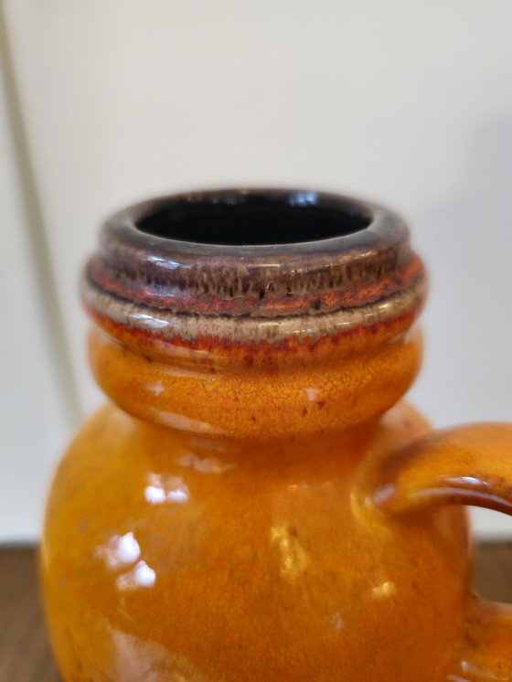 Image 1 of Vintage West Germany Oorvaas Vaas Vaasje Oranje  Bruin