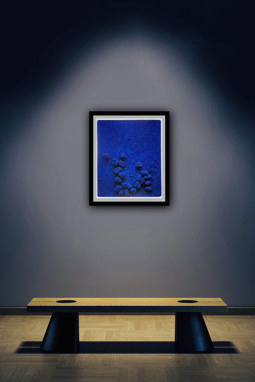 Yves Klein: “Relief Eponge Bleu: Re19, 1958”.