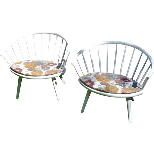 Paar vintage Model Arka fauteuils van Yngve Ekström voor Stolab 1950