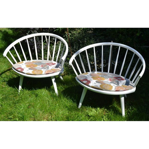 Paar vintage Model Arka fauteuils van Yngve Ekström voor Stolab 1950