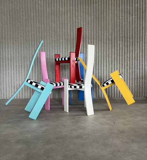 6x Memphis stoelen met hoge rugleuning