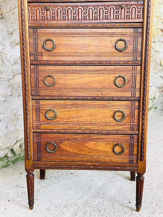 Image 1 of Lodewijk XVI Franse vitrinekast met 5 laden, 1940