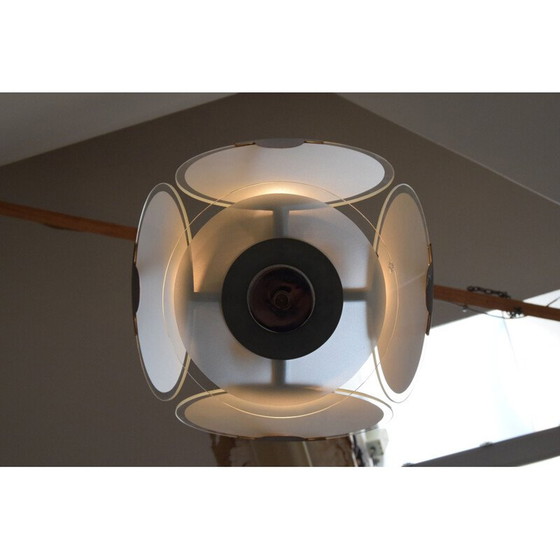 Image 1 of Vintage art deco kroonluchter van glas en chroom, Tsjecho-Slowakije 1930