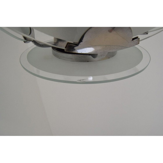 Image 1 of Vintage art deco kroonluchter van glas en chroom, Tsjecho-Slowakije 1930