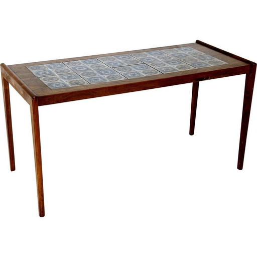 Vintage salontafel van keramiek en rozenhout, Denemarken 1960