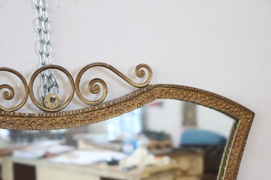 Image 1 of Wandspiegel met verguld ijzeren frame, Italië Mid Century
