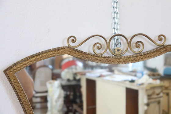 Image 1 of Wandspiegel met verguld ijzeren frame, Italië Mid Century