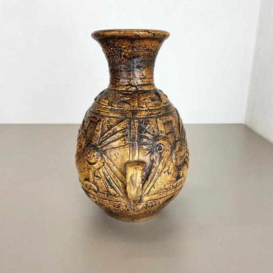 Image 1 of Vintage kleurrijke vaas van dik lavapot aardewerk "Maya Tiki" door Jasba Ceramics, Duitsland 1970