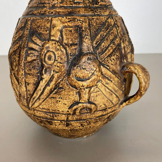 Image 1 of Vintage kleurrijke vaas van dik lavapot aardewerk "Maya Tiki" door Jasba Ceramics, Duitsland 1970