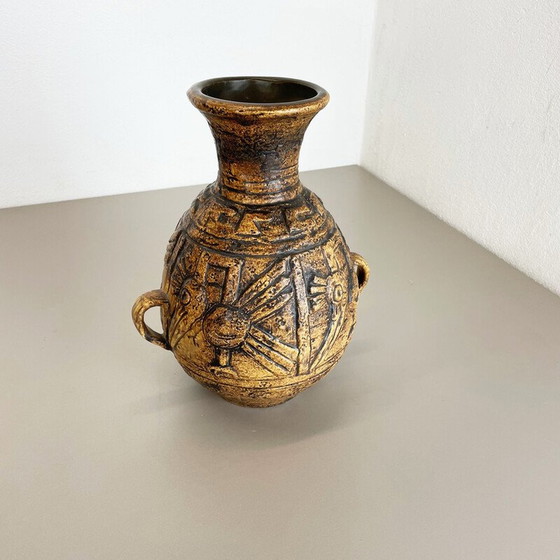 Image 1 of Vintage kleurrijke vaas van dik lavapot aardewerk "Maya Tiki" door Jasba Ceramics, Duitsland 1970