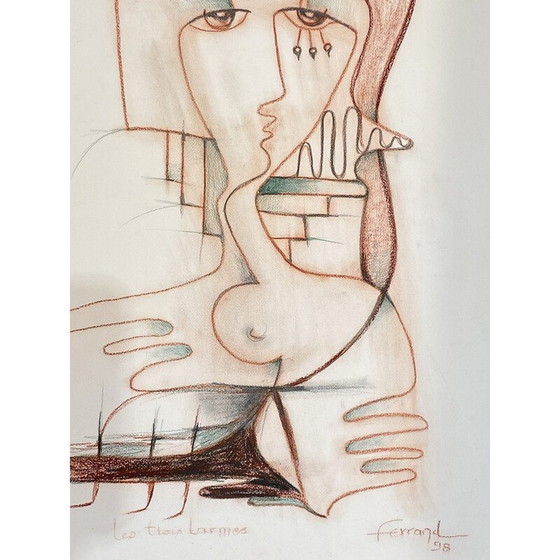 Image 1 of Vintage schilderij "Sanguine" van André Ferrand, 1998