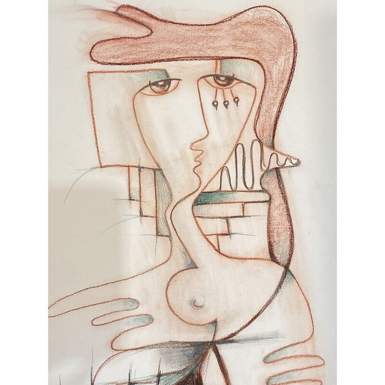 Image 1 of Vintage schilderij "Sanguine" van André Ferrand, 1998