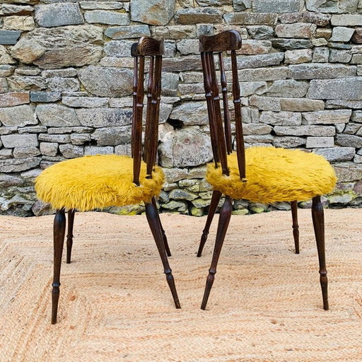 Paar vintage gele moumoute stoelen, 1960