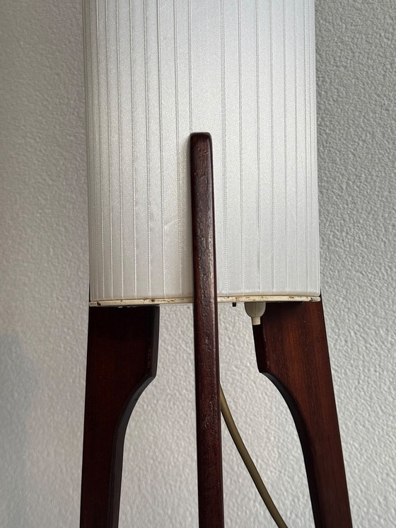 Image 1 of Teak Tripod Rocket Floor Lamp, Denmark 1960S