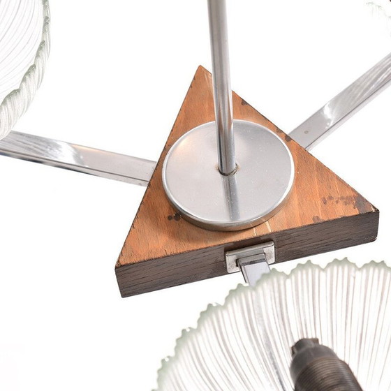 Image 1 of Vintage plafondlamp in chroom en glas, Tsjecho-Slowakije 1950