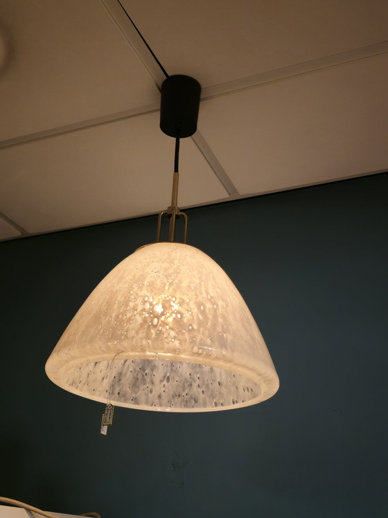 Image 1 of Vintage Glashutte Limburg Hanglamp Plafondlamp Glas Messing 