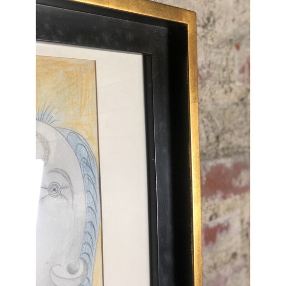 Image 1 of Oude reproductie van voorbereidende tekening "hoofd van een vrouw" van Picasso voor Guernica