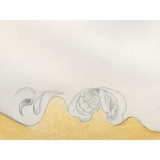 Image 1 of Oude reproductie van voorbereidende tekening "hoofd van een vrouw" van Picasso voor Guernica