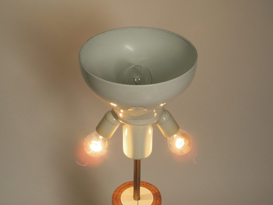 Image 1 of Prachtige 1960s grote keramieken tafel- of vloerlamp in lichtbruin van Kaiser Leuchten