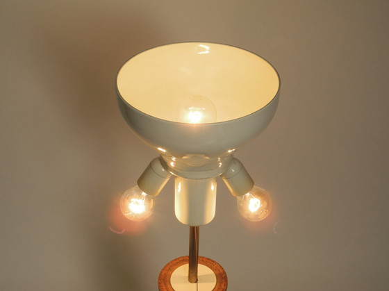 Image 1 of Prachtige 1960s grote keramieken tafel- of vloerlamp in lichtbruin van Kaiser Leuchten