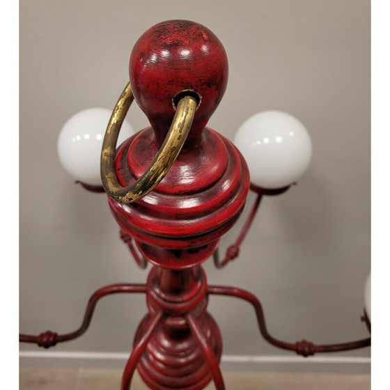 Image 1 of Vintage vloerlamp in rood decapé, Frankrijk 1960